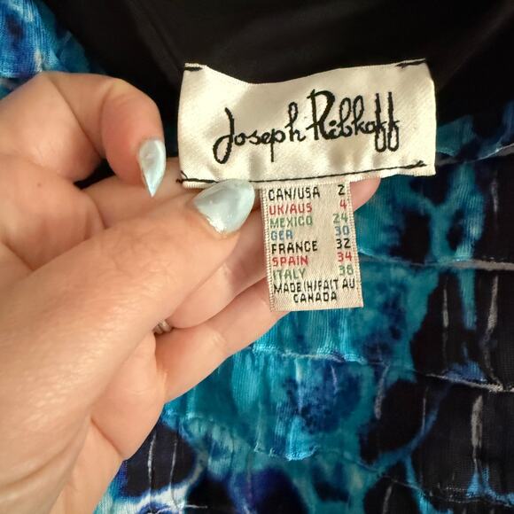 JOSEPH RIBKOFF | Ruffled Tie Dye Halter Neck Cocktail Dress Party Dress | Size 2 - Picture 4 of 6